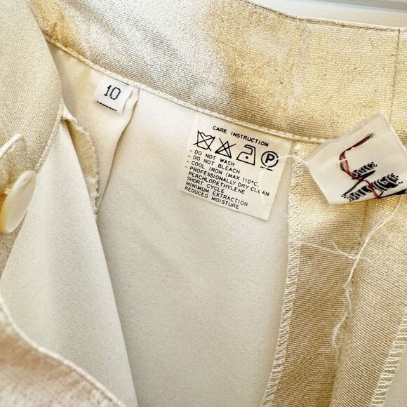 Ungaro Champagne Sparkle High Waisted 80s Vintage Pants Italian Vintage Size 10 - Picture 4 of 9